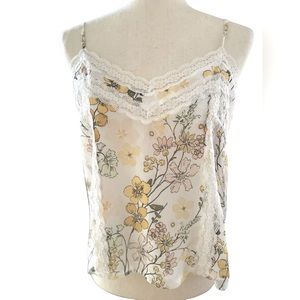 FOREVER 21~WHITE AND FLORAL LACE CAMISOLE~SZ.S
